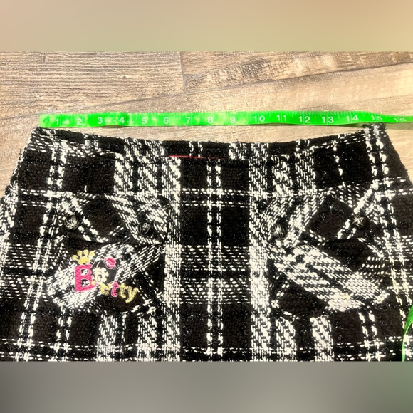 Betty Boop Sparkly Black Plaid Pleated Wool Blend Mini Skirt • 30 waist • Large - Picture 14 of 16